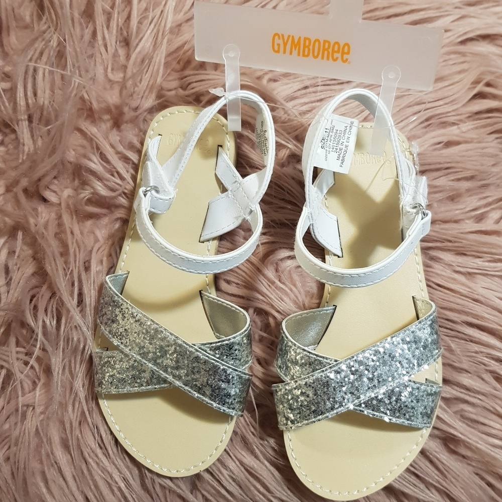 NWT Gymboree White-Silver Glitter Sandals